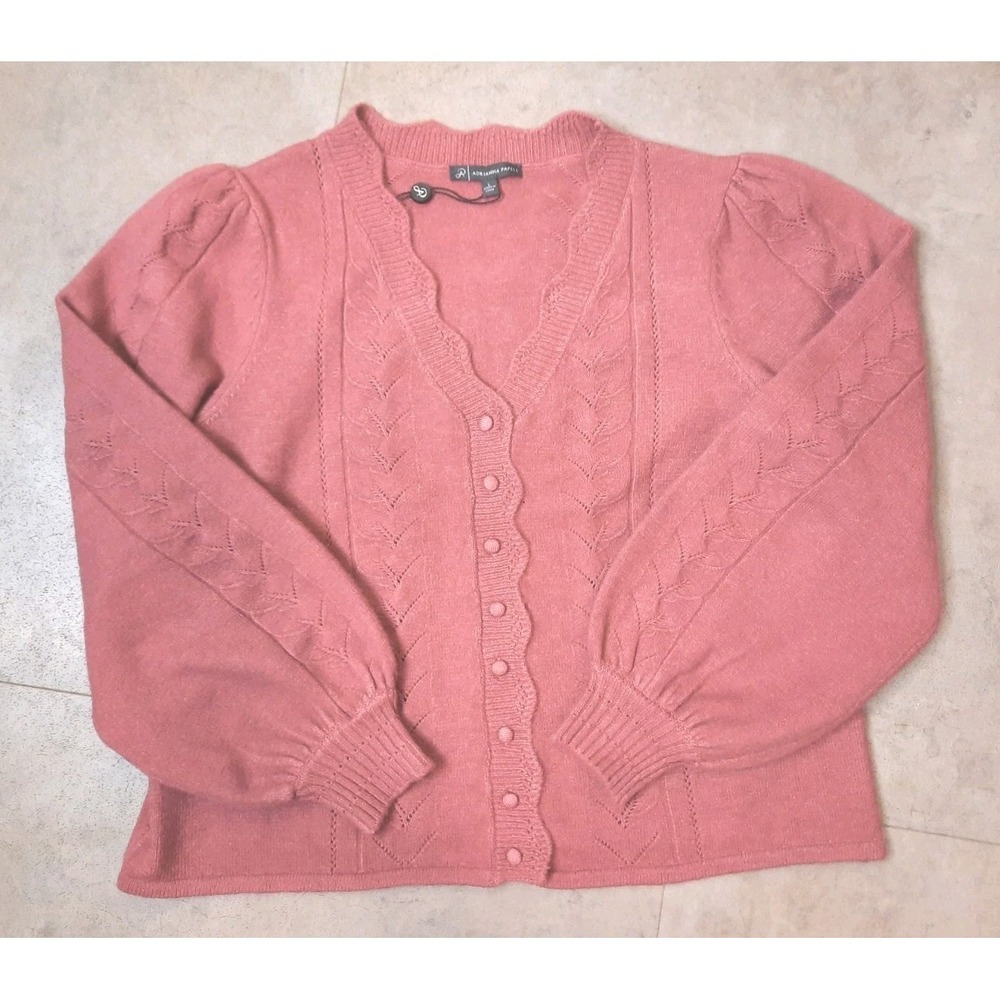 New Adrianna Papell Cardigan Womens Size Large Button Up Cottagecore Girly